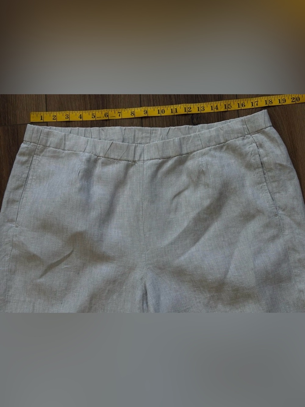 J. Jill Love Linen Pants Sz L Cropped Elastic Waist Neutral Lightweight Casual - Picture 5 of 8